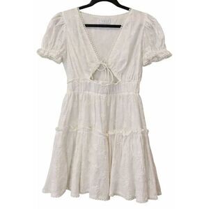 Rowen womens medium white eyelet sun dress shift dress coquette